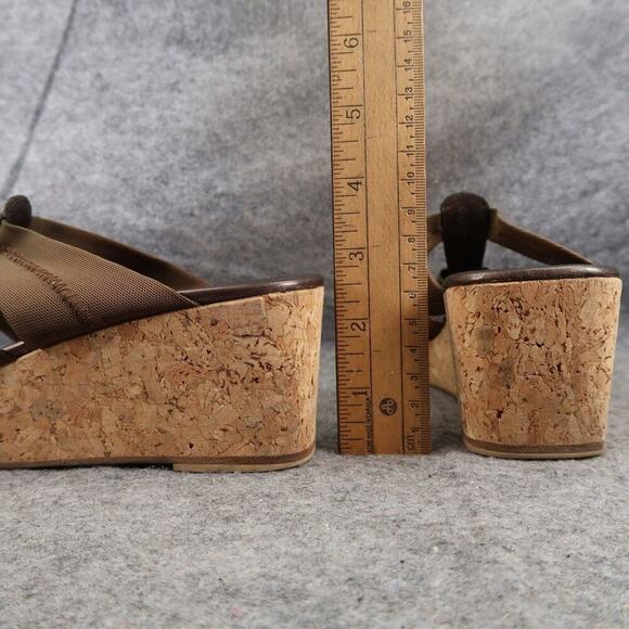Donald Pliner Shoes Women 9 Wedge Sandal Fashion Slip On Square Toe Cork Classic - Picture 5 of 14